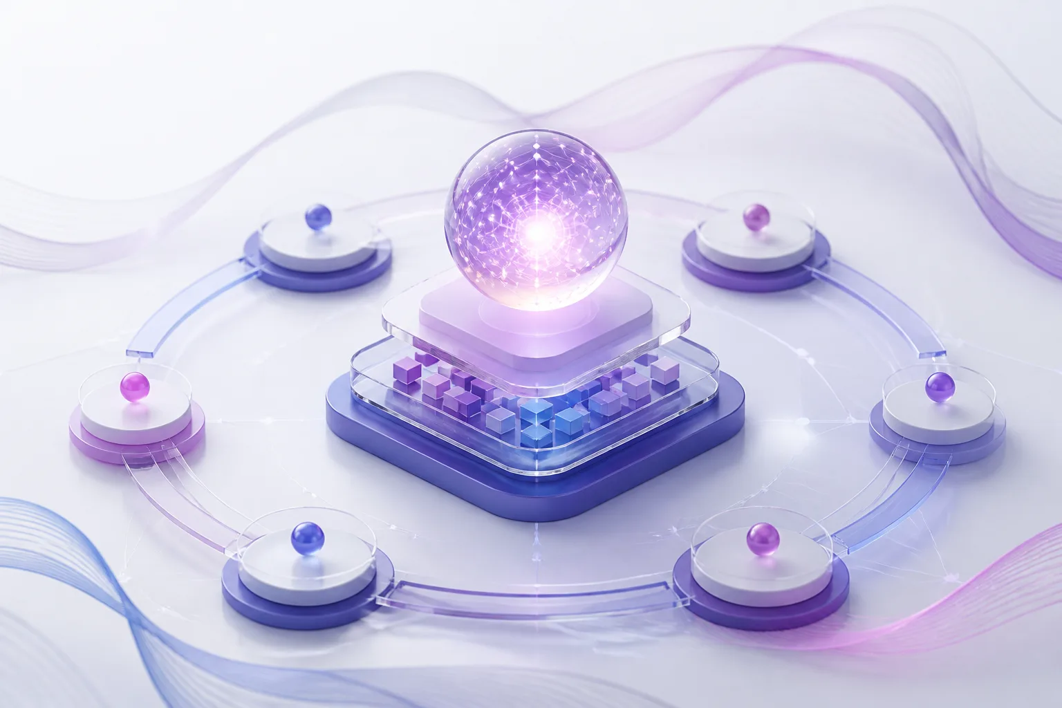 An abstract AI gateway connecting governed business systems